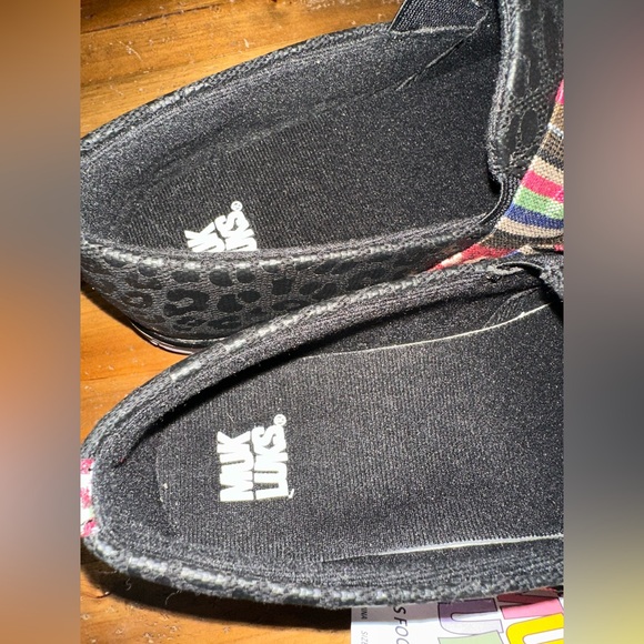 MUK LUKS SLIDE ON SHOES FOR WOMEN BLACK LEOPARD/GEOMETRIC PRINT BOARDWALK LOAFER - Picture 4 of 10